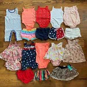 18 piece bundle of infant girls clothes